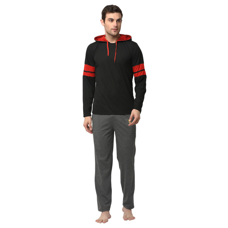 Mack Jonney Black Grey Night Suit For Men's