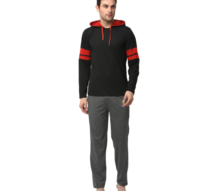 Mack Jonney Black Grey Night Suit For Men's