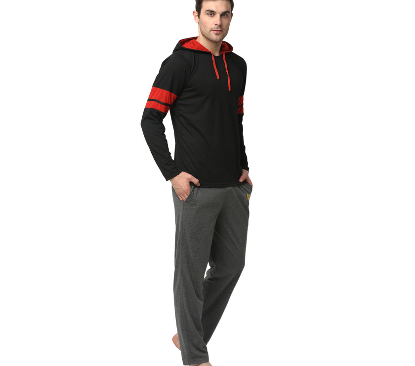 Mack Jonney Black Grey Night Suit For Men's