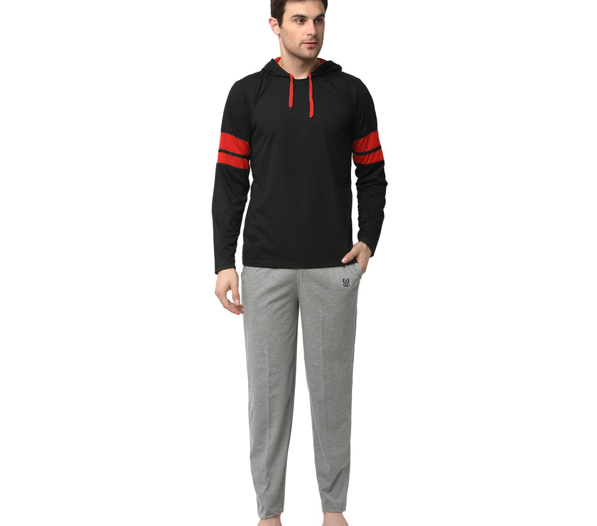 Mack Jonney Black Silver Night Suit For Men's