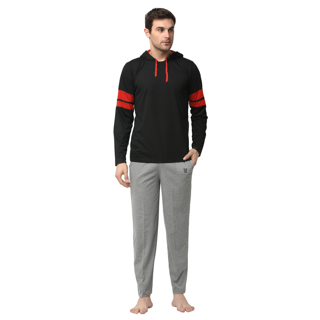 Mack Jonney Black Silver Night Suit For Men's