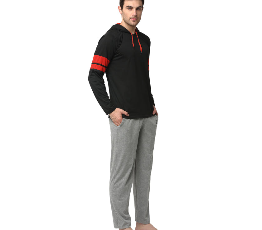 Mack Jonney Black Silver Night Suit For Men's