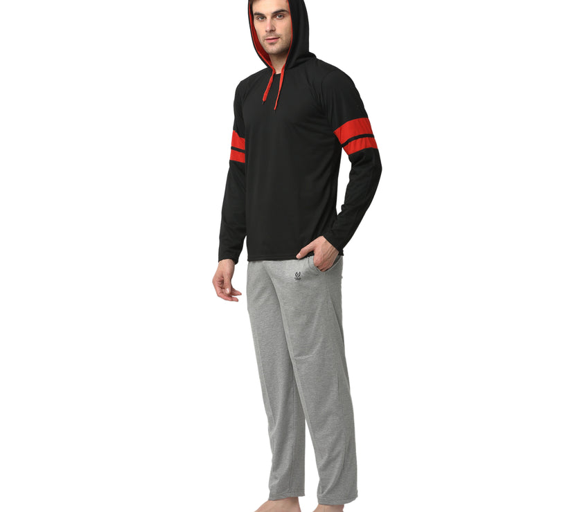 Mack Jonney Black Silver Night Suit For Men's