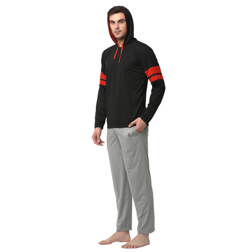 Mack Jonney Black Silver Night Suit For Men's