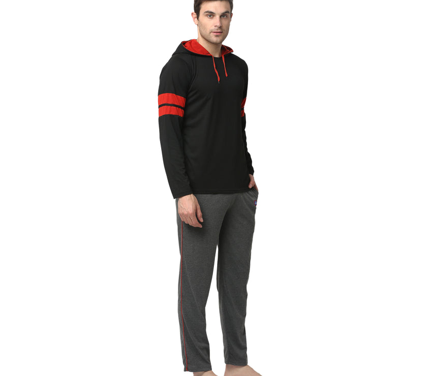 Mack Jonney Black Grey Night Suit For Men's