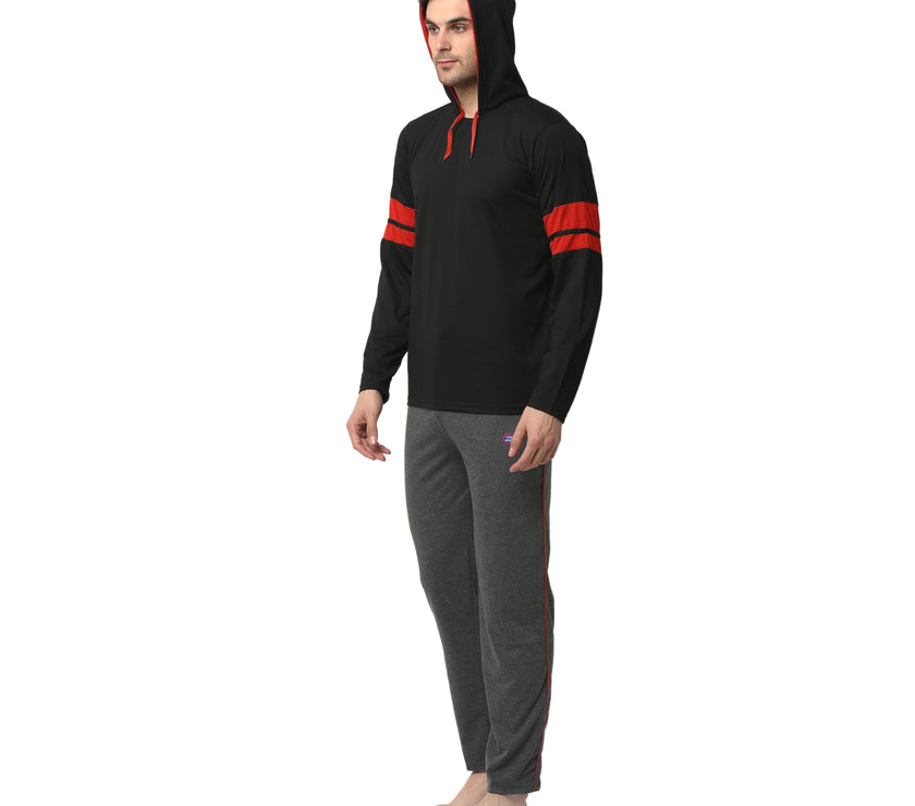Mack Jonney Black Grey Night Suit For Men's