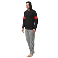 Mack Jonney Black Silver Night Suit For Men's