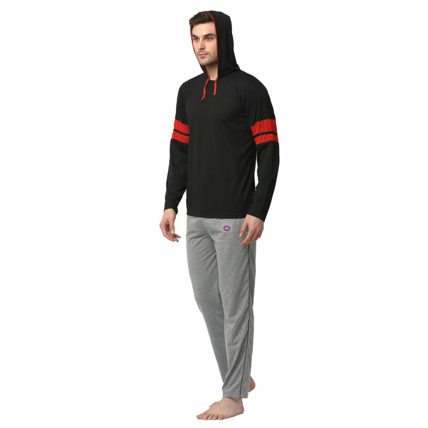 Mack Jonney Black Silver Night Suit For Men's