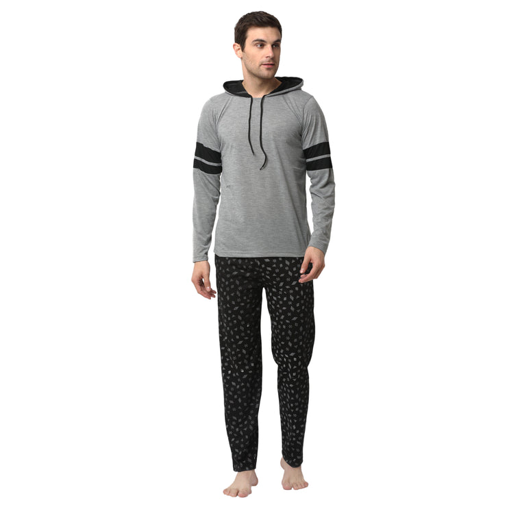 Mack Jonney Silver Black Night Suit For Men's