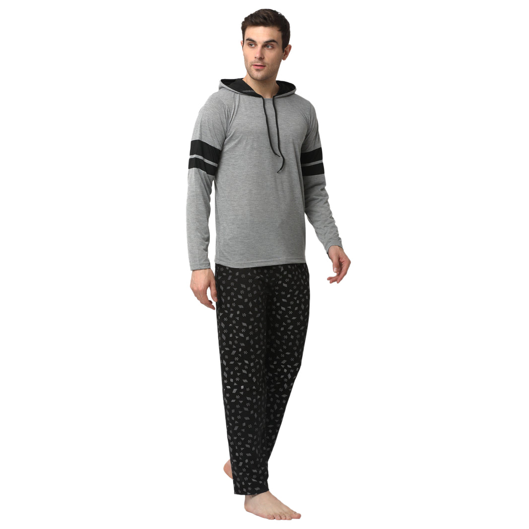 Mack Jonney Silver Black Night Suit For Men's