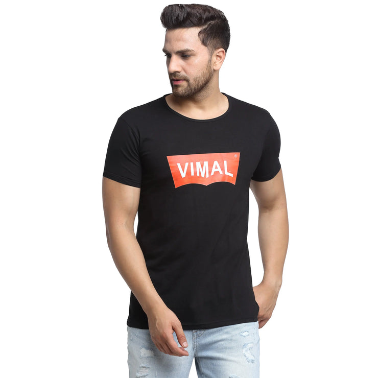 Vimal Jonney Round Neck Black T-shirt For Men's - Vimal Clothing store