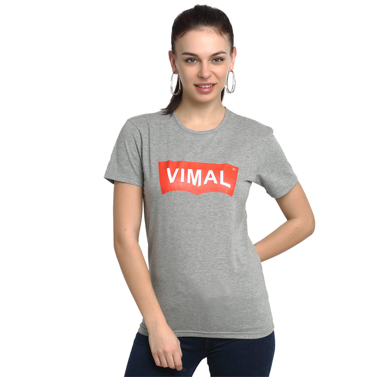 Mack Jonney Silver Half Sleeve T-shirt For Women's