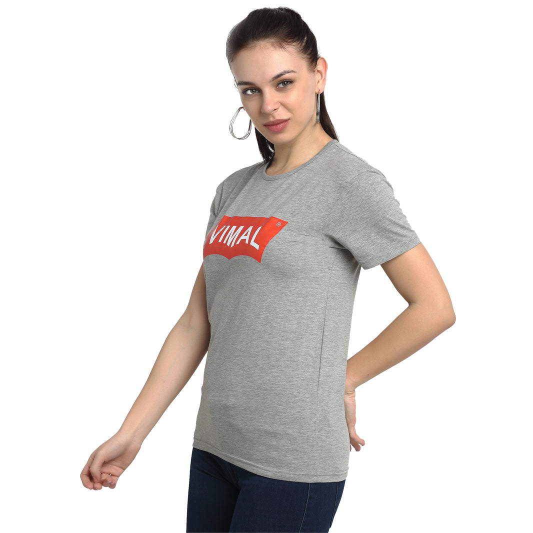 Mack Jonney Silver Half Sleeve T-shirt For Women's