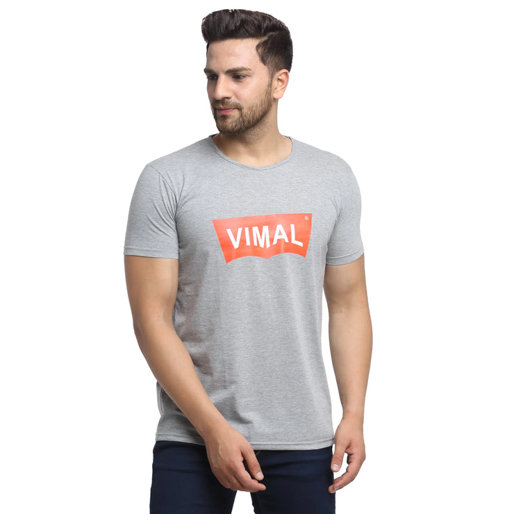 Vimal Jonney Round Neck Silver T-shirt For Men's - Vimal Clothing store