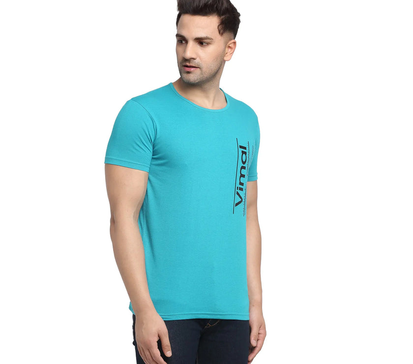 Vimal Jonney Regular Fit Round Neck Light Green T-shirt For Men's - Vimal Clothing store