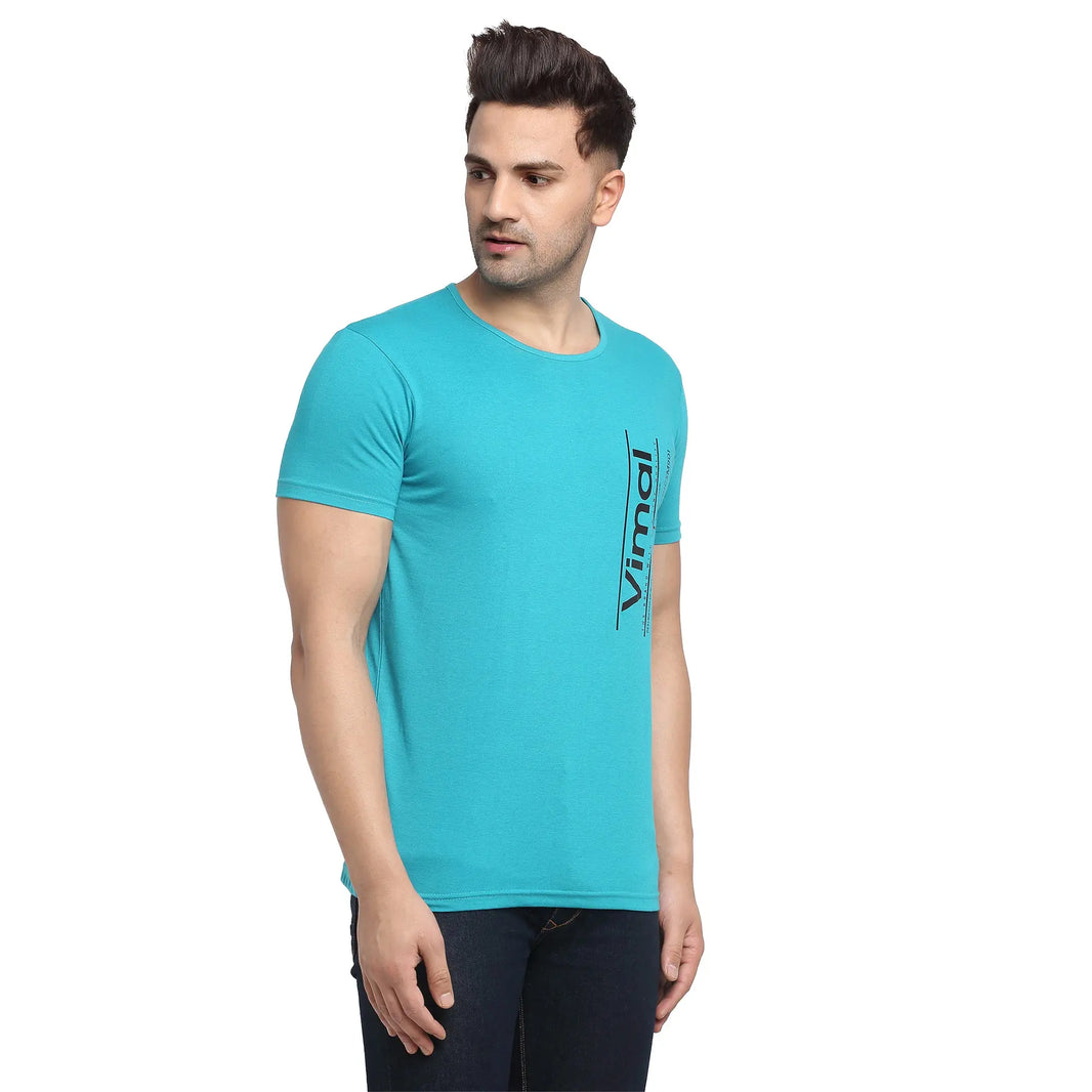 Vimal Jonney Regular Fit Round Neck Light Green T-shirt For Men's - Vimal Clothing store