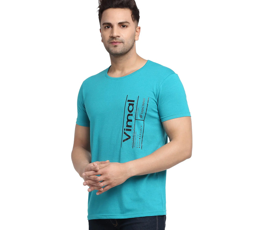 Vimal Jonney Regular Fit Round Neck Light Green T-shirt For Men's - Vimal Clothing store
