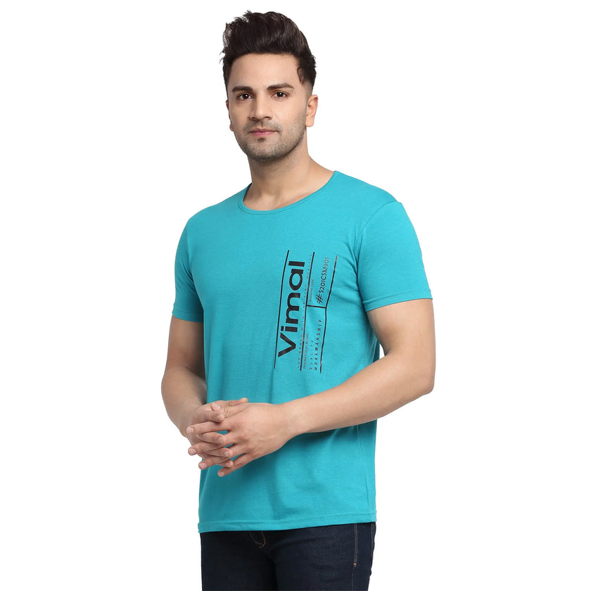 Vimal Jonney Regular Fit Round Neck Light Green T-shirt For Men's - Vimal Clothing store