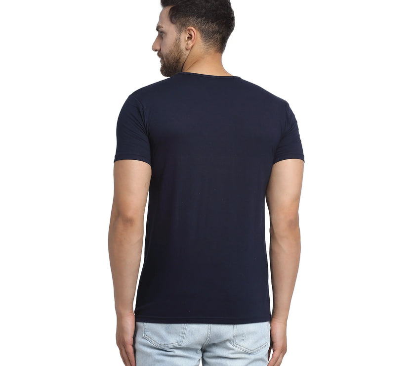 Vimal Jonney Round Neck Dark Blue T-shirt For Men's - Vimal Clothing store