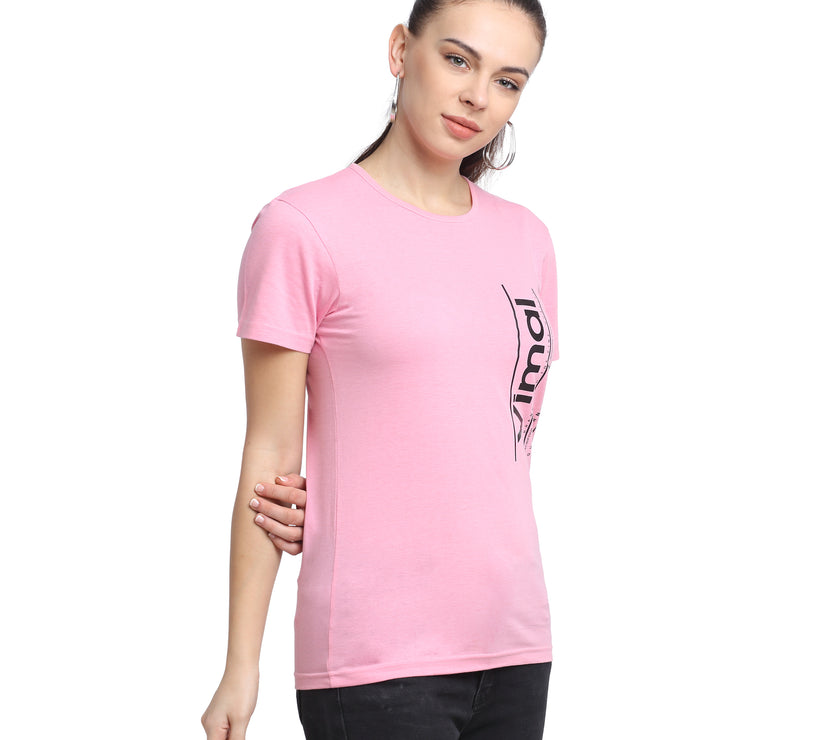 Mack Jonney Pink Half Sleeve T-shirt For Women's