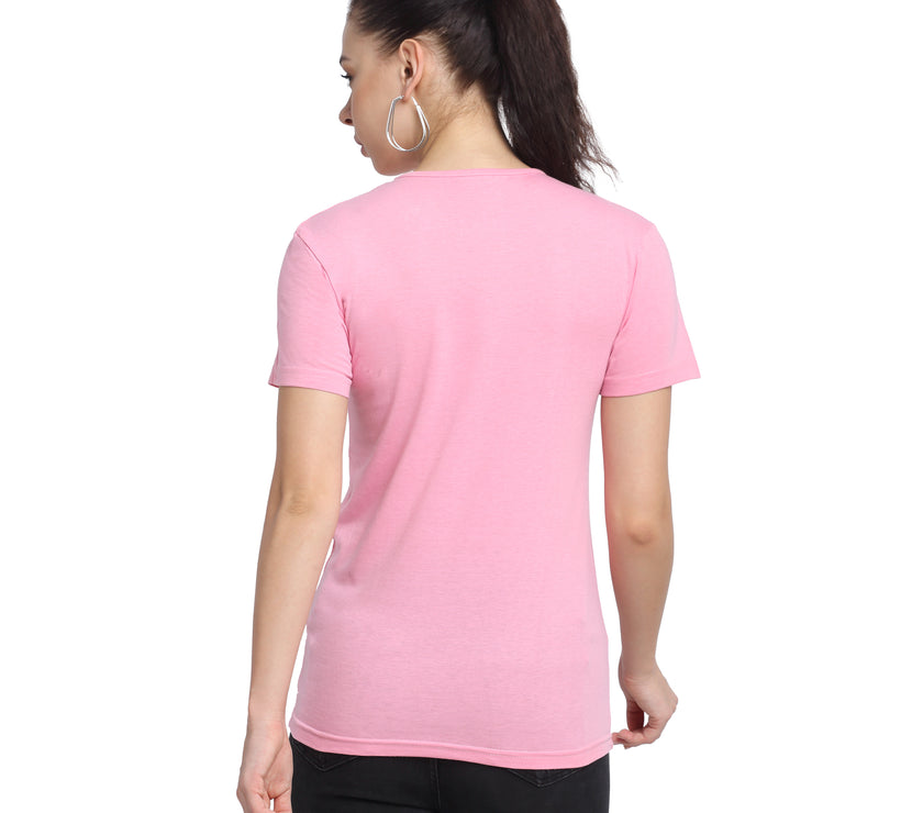 Mack Jonney Pink Half Sleeve T-shirt For Women's