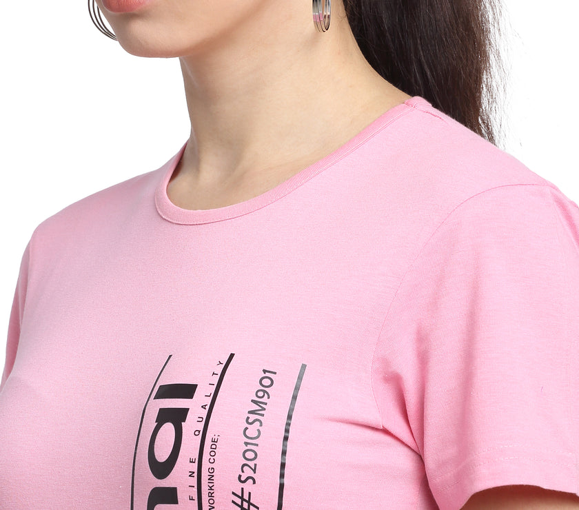 Mack Jonney Pink Half Sleeve T-shirt For Women's
