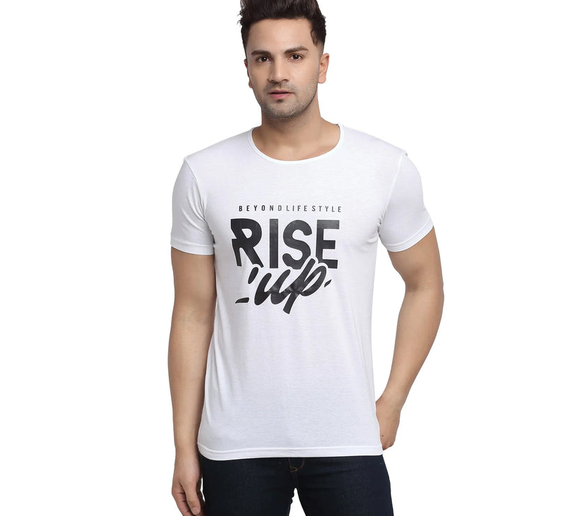 Vimal Jonney Regular Fit Round Neck White T-shirt For Men's - Vimal Clothing store