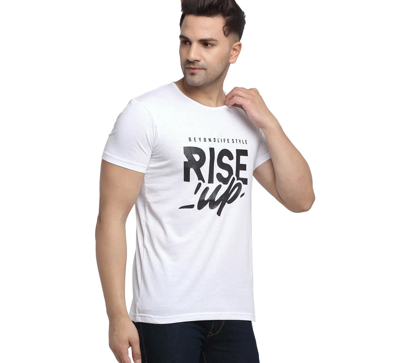Vimal Jonney Regular Fit Round Neck White T-shirt For Men's - Vimal Clothing store