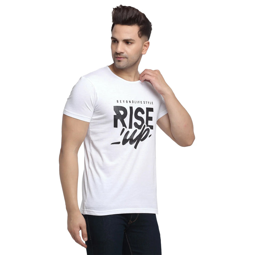 Vimal Jonney Regular Fit Round Neck White T-shirt For Men's - Vimal Clothing store