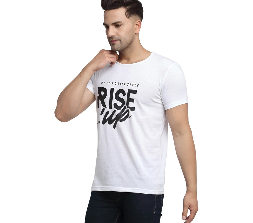 Vimal Jonney Regular Fit Round Neck White T-shirt For Men's - Vimal Clothing store
