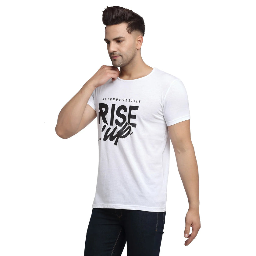 Vimal Jonney Regular Fit Round Neck White T-shirt For Men's - Vimal Clothing store