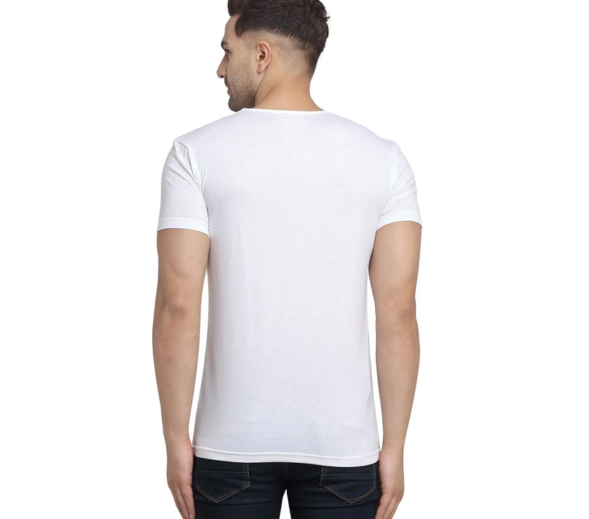 Vimal Jonney Regular Fit Round Neck White T-shirt For Men's - Vimal Clothing store