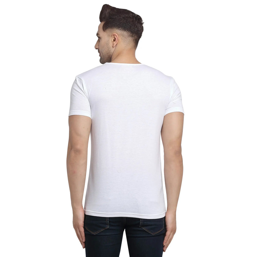 Vimal Jonney Regular Fit Round Neck White T-shirt For Men's - Vimal Clothing store
