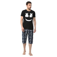 Mack Jonney Black Dark Blue Night Suit For Men's