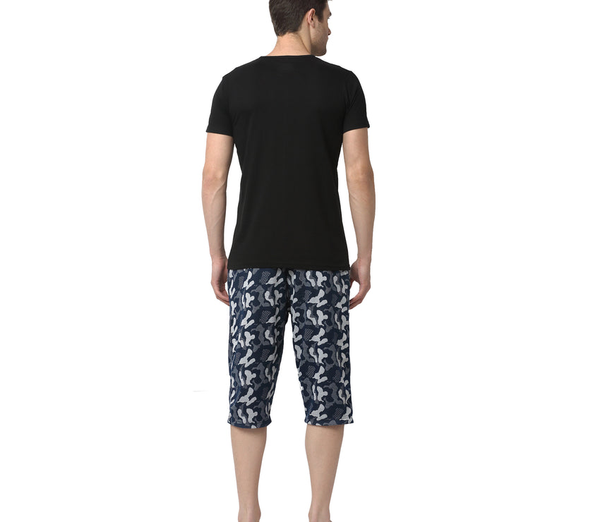 Mack Jonney Black Dark Blue Night Suit For Men's