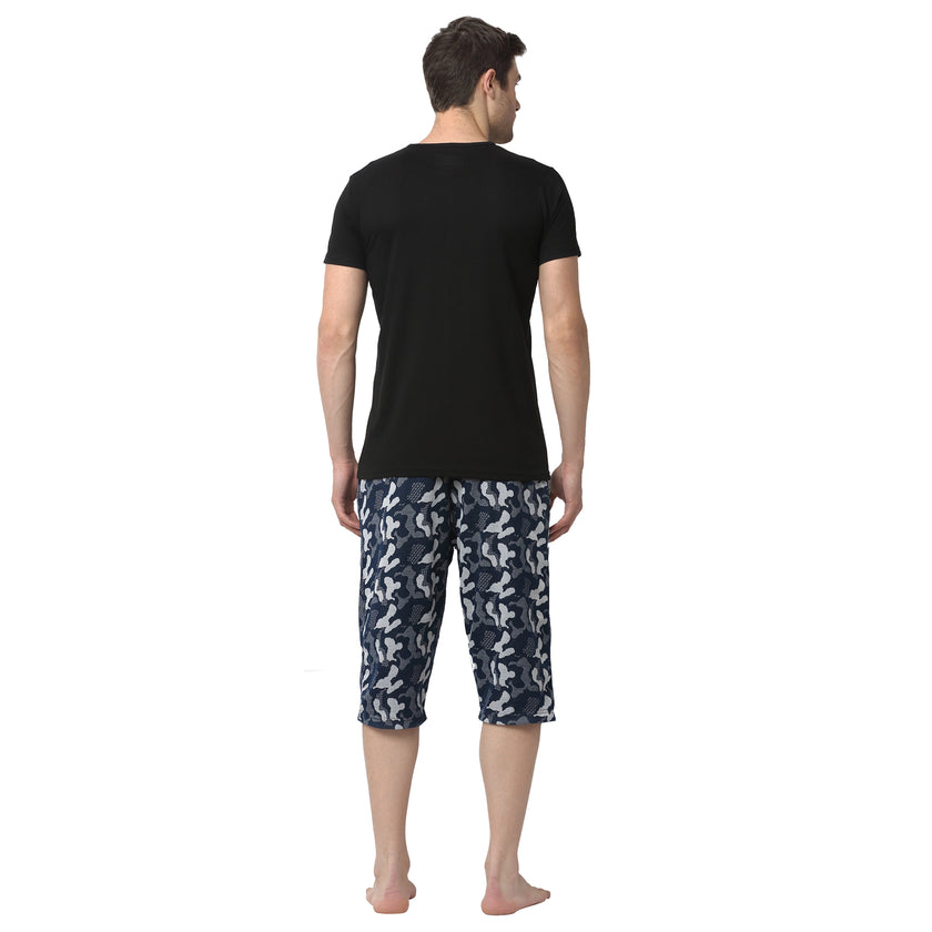Mack Jonney Black Dark Blue Night Suit For Men's