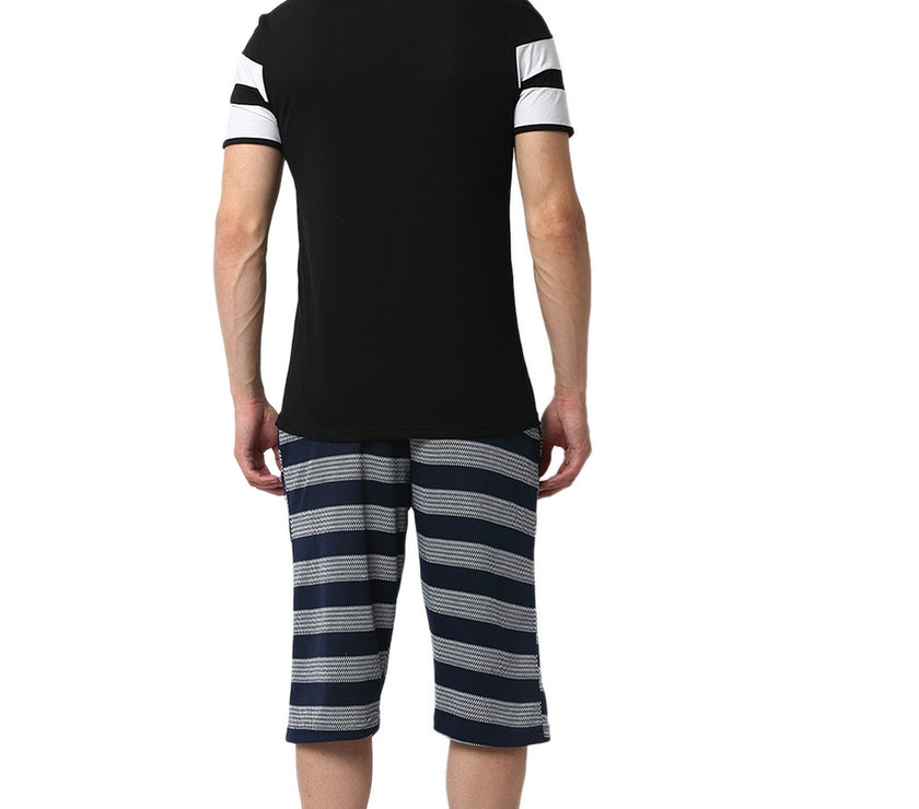 Mack Jonney Black Dark Blue Night Suit For Men's