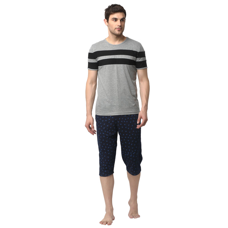 Mack Jonney Silver Dark Blue Night Suit For Men's