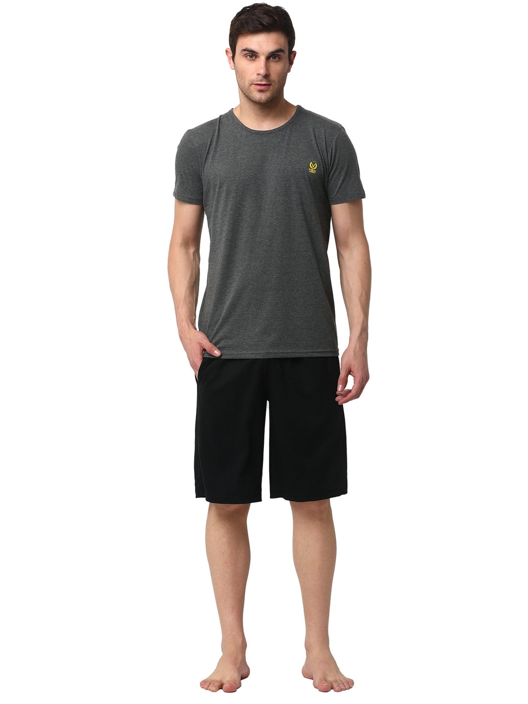 Mack Jonney Grey Black Night Suit For Men's