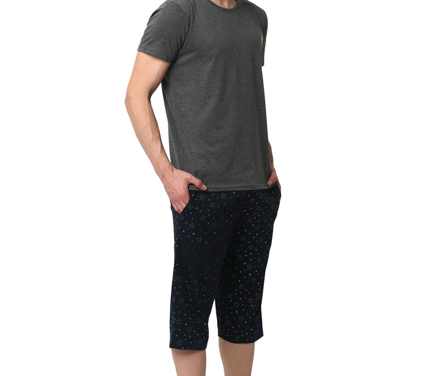 Mack Jonney Silver Dark Blue Night Suit For Men's