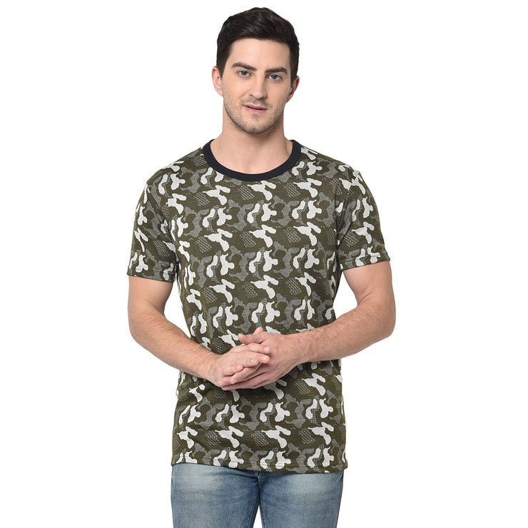 Mack Jonney Round Neck Green T-shirt For Men's
