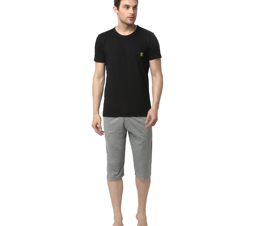 Mack Jonney Black Silver Night Suit For Men's