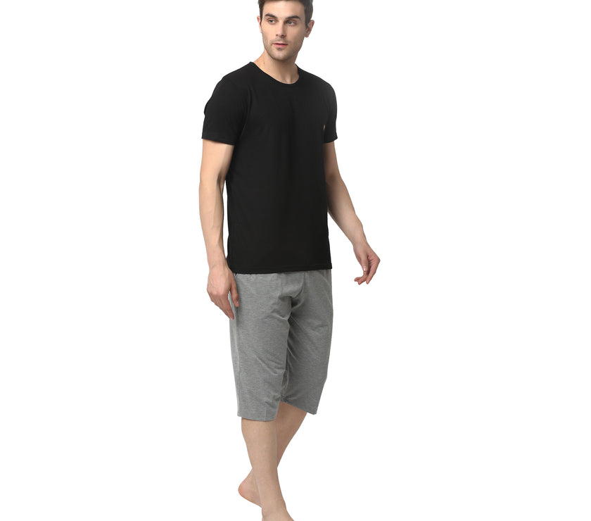 Mack Jonney Black Silver Night Suit For Men's