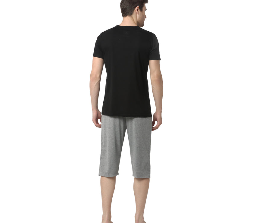 Mack Jonney Black Silver Night Suit For Men's