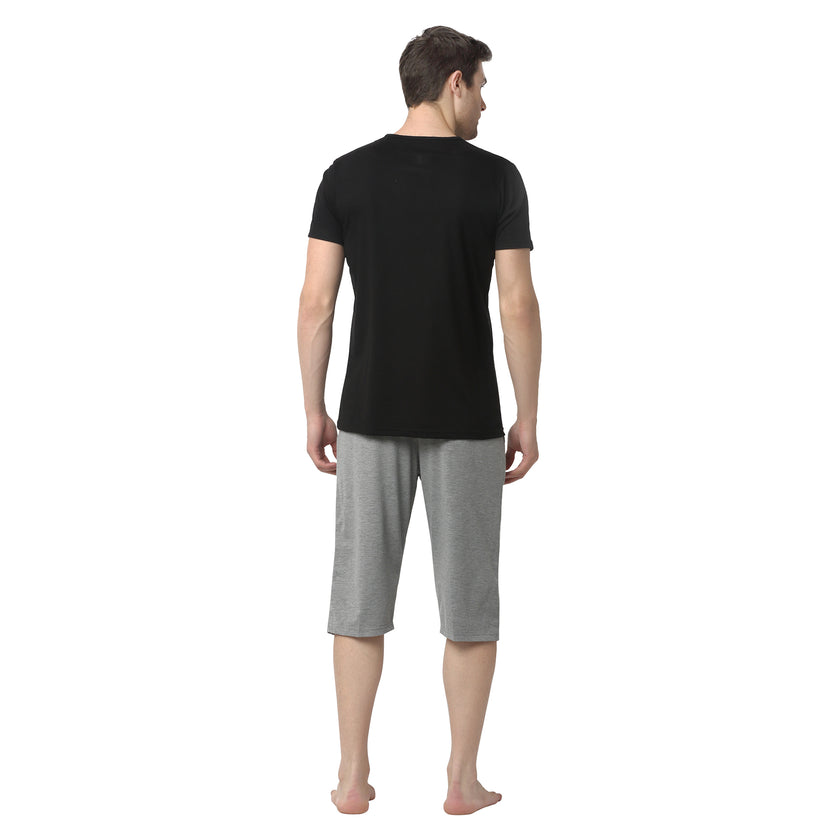 Mack Jonney Black Silver Night Suit For Men's