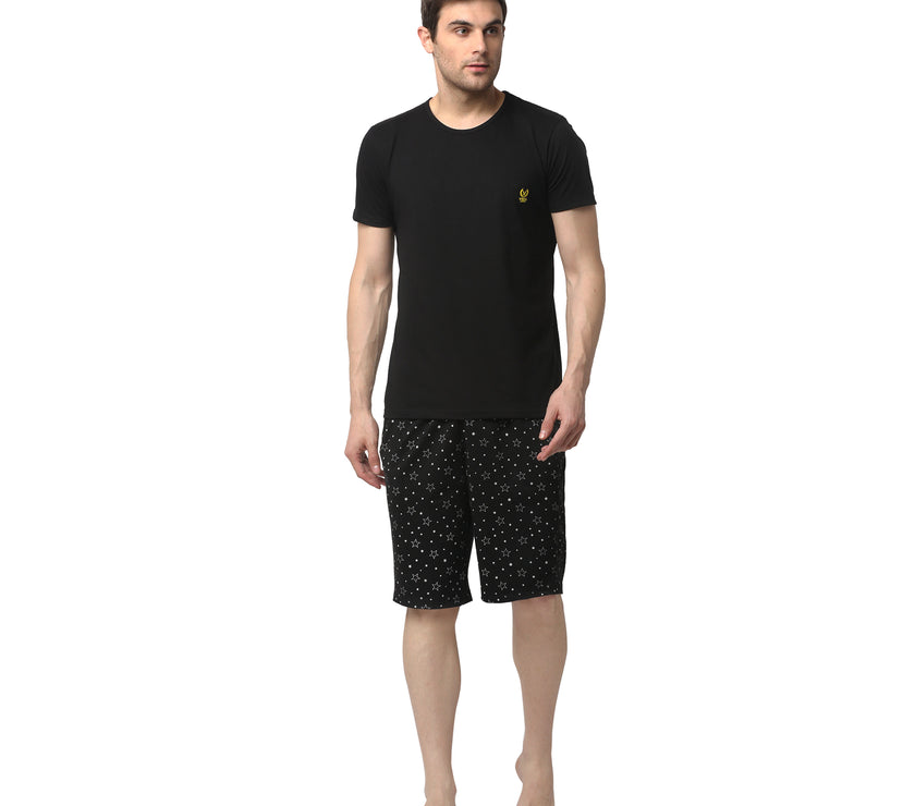 Mack Jonney Black Black Night Suit For Men's
