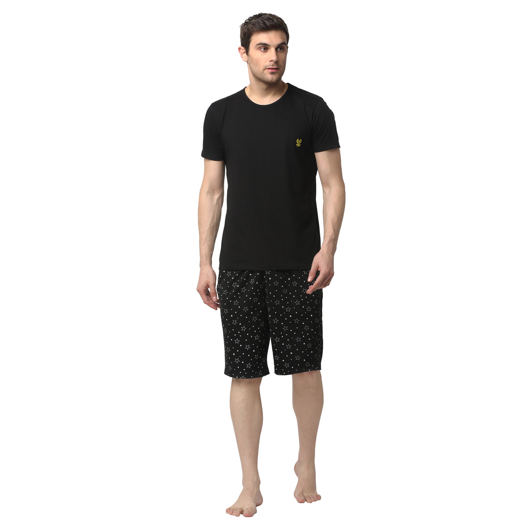 Mack Jonney Black Black Night Suit For Men's