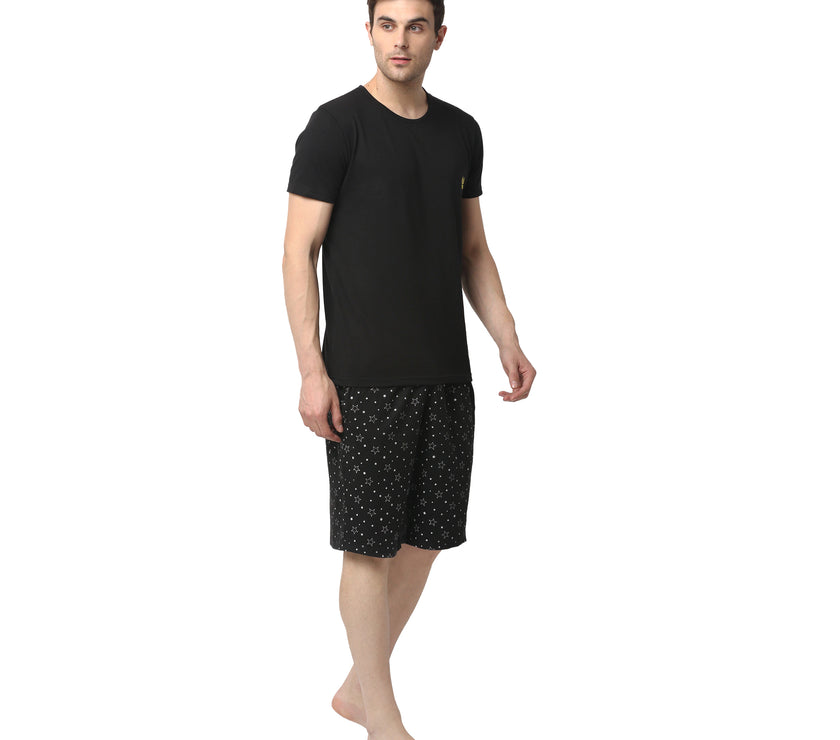 Mack Jonney Black Black Night Suit For Men's