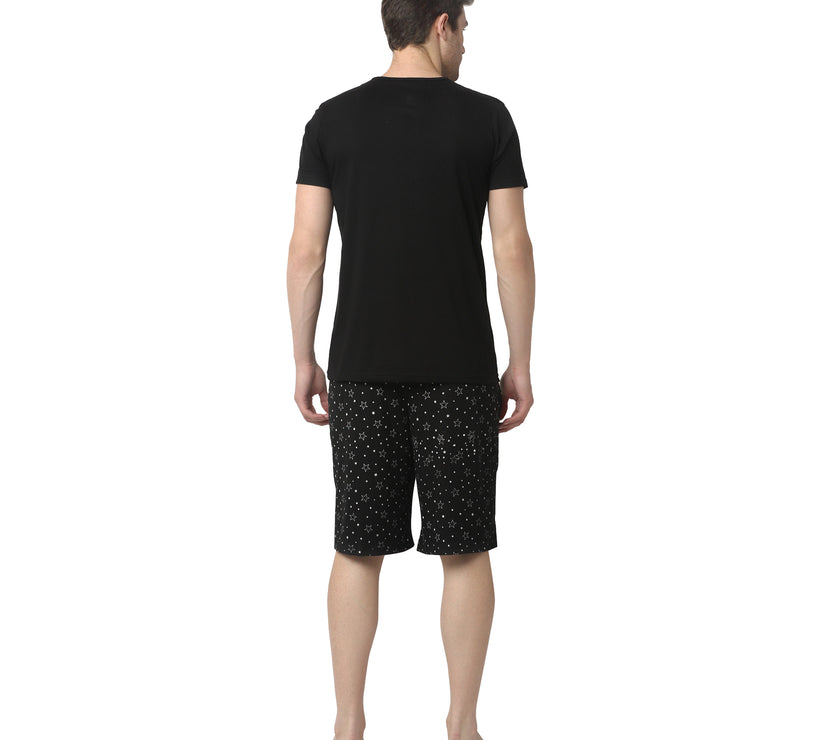 Mack Jonney Black Black Night Suit For Men's