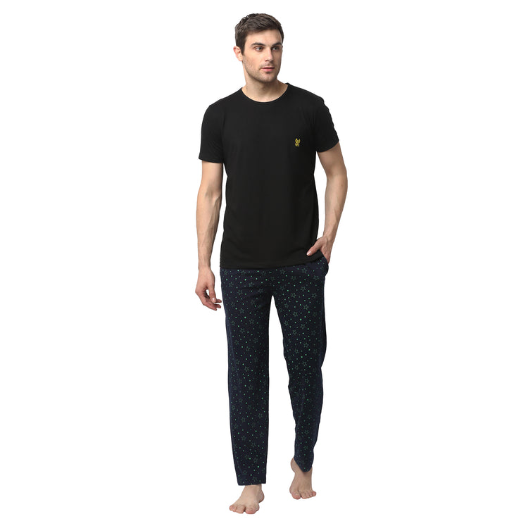 Mack Jonney Black Dark Blue Night Suit For Men's